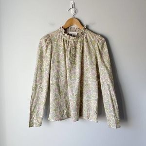 House of Harlow Women's Floral Ruffle Neck Josepha Pink Blouse Size Small